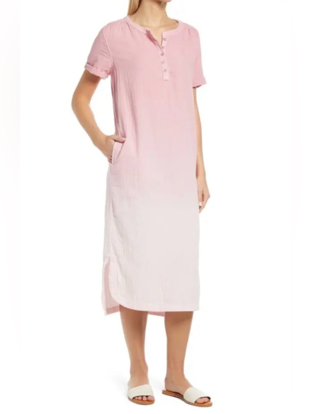 Caslon Ombre Henley Cotton Midi Dress